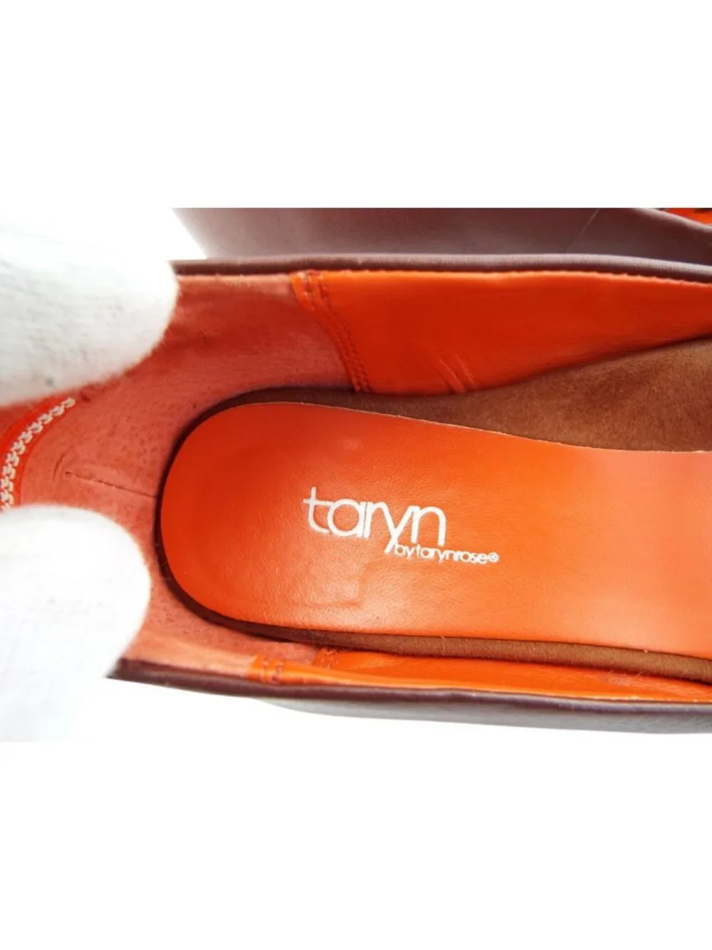 TARYN by TARYN ROSE Brown Leather Buckled Mary Jane Block Heel Pumps 9